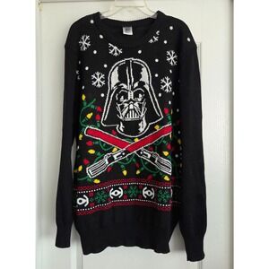 Star Wars Darth Vader Black Ugly Christmas Sweater Long Sleeve Pullover Mens XXL